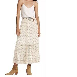 Polo Ralph Lauren Satin Skirt Floral Ruffle Maxi